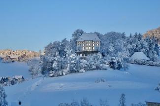 Winterbild vom Schloss Rued
